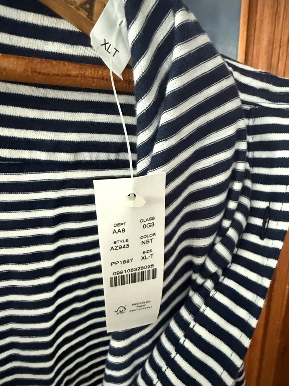 J. Crew Navy and White Striped Men's Button-Down Shirt